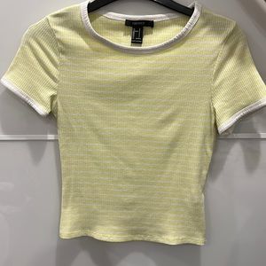 Pastel yellow and White Stripped Stretchy Tee